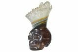 Polished Agate Skull with Quartz Crown #181938-1